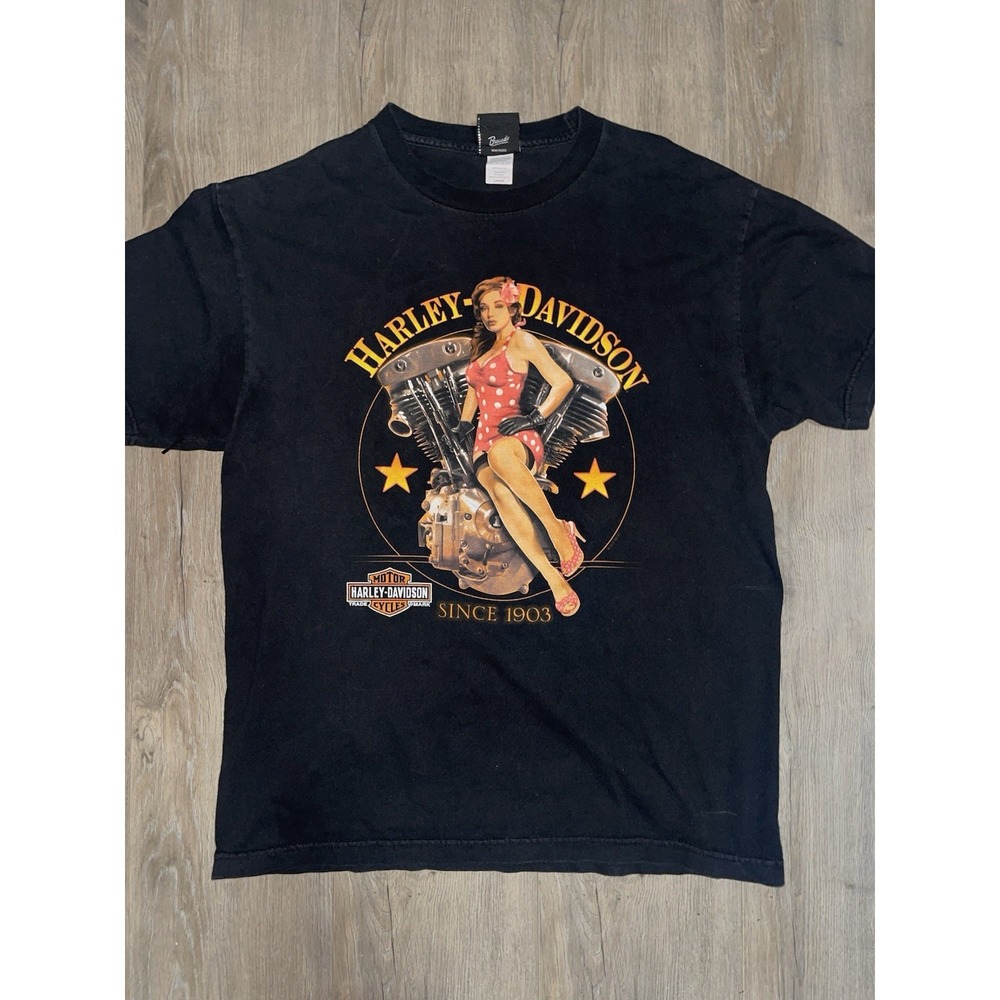 Harley-Davidson Motor Cycles Cowboy's Alamo City Size L Shirt - Pre-Owned